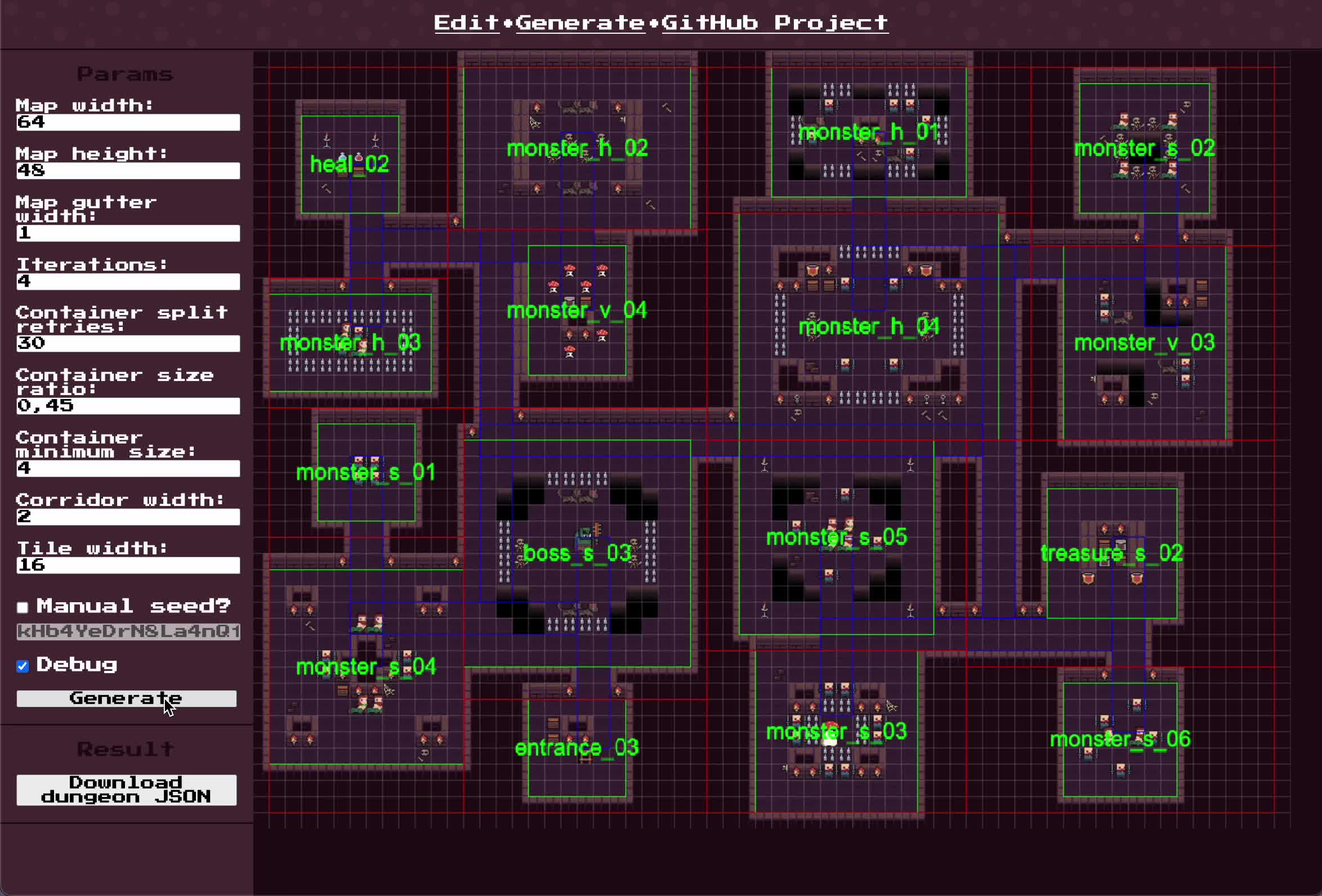 BSP dungeon generator